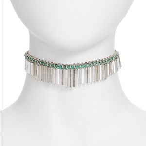 Stone Fringe Choker in Silver and Turquoise
